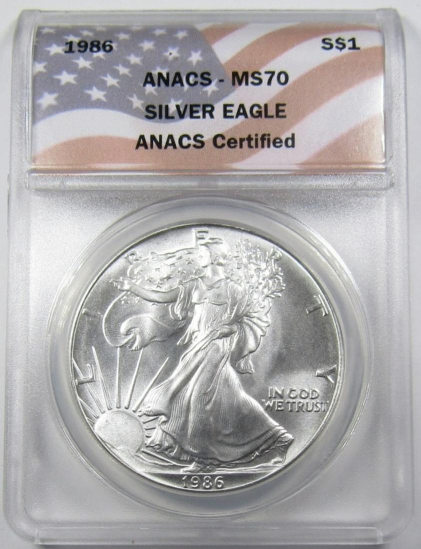 1986 AMERICAN SILVER EAGLE ANACS MS-70 (1 of 4)