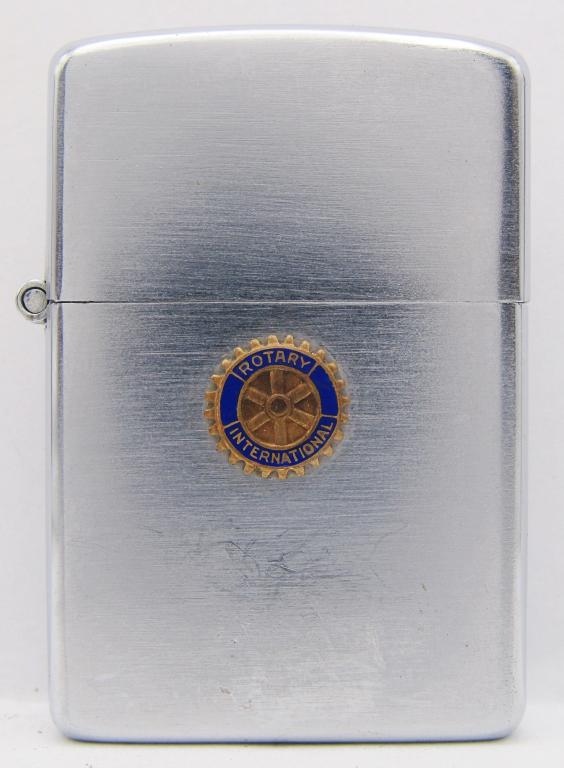 1937-1950 Patent 2032695 Zippo Lighter Rotary Club: Rotary Club Medallion Lighter, Lightly Used Condition!