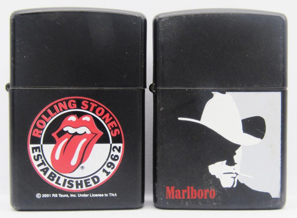 (2) Matte Black Zippo Lighters; Rolling Stones & (1 of 4)
