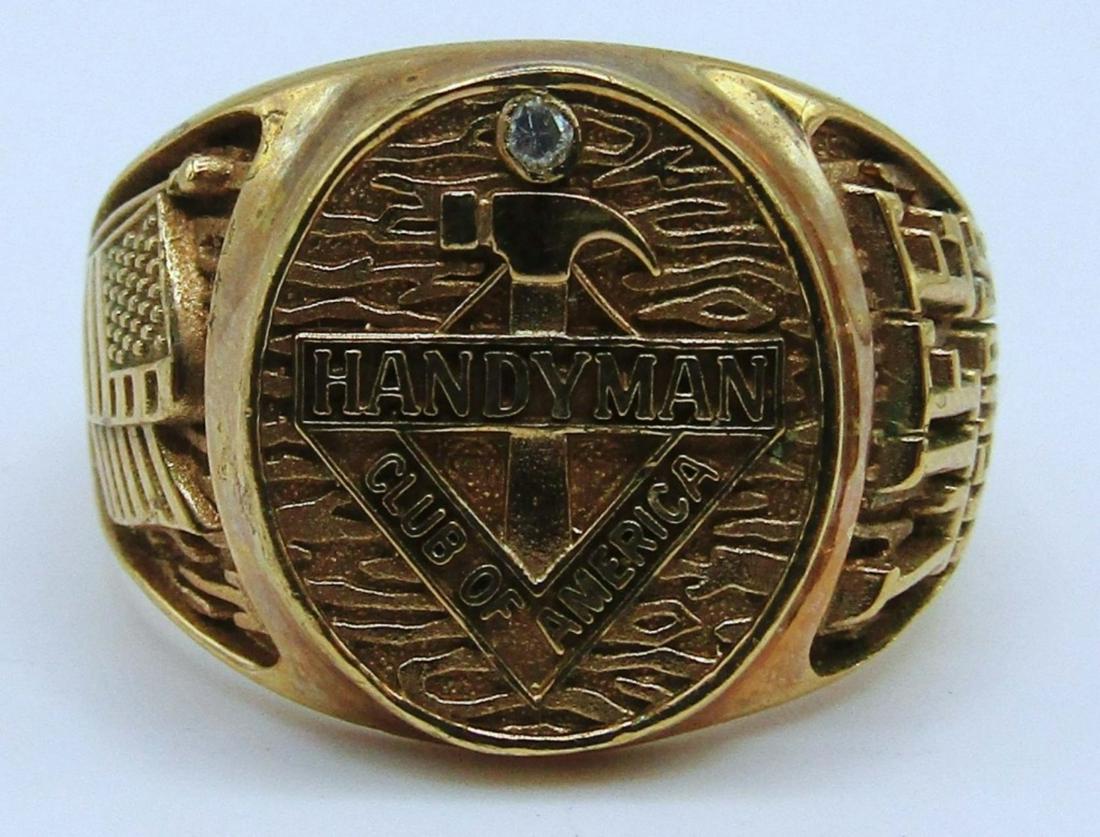 Gold Tone Sterling Handyman Club of America Ring (1 of 4)
