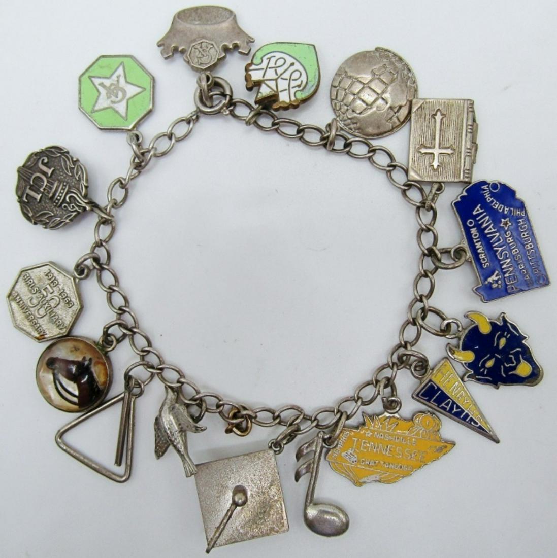 Sterling Charm Bracelet with  16 Charms (1 of 5)
