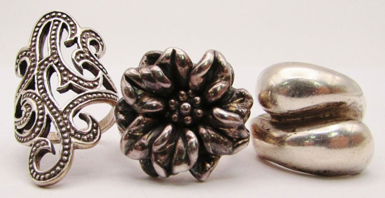 (3) STERLING RINGS - LARGE UNIQUE DESIGN (1 of 6)