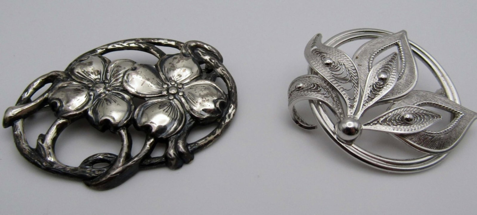 Carl Art and Danecraft Flower Pins: both marked sterling on back, 11DWT