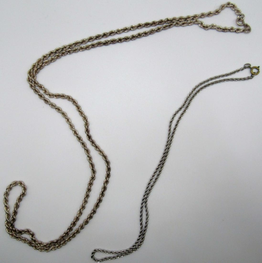 (2) Sterling Rope Necklace: one is 18in long, second one is 34in long marked 925, 31 DWT