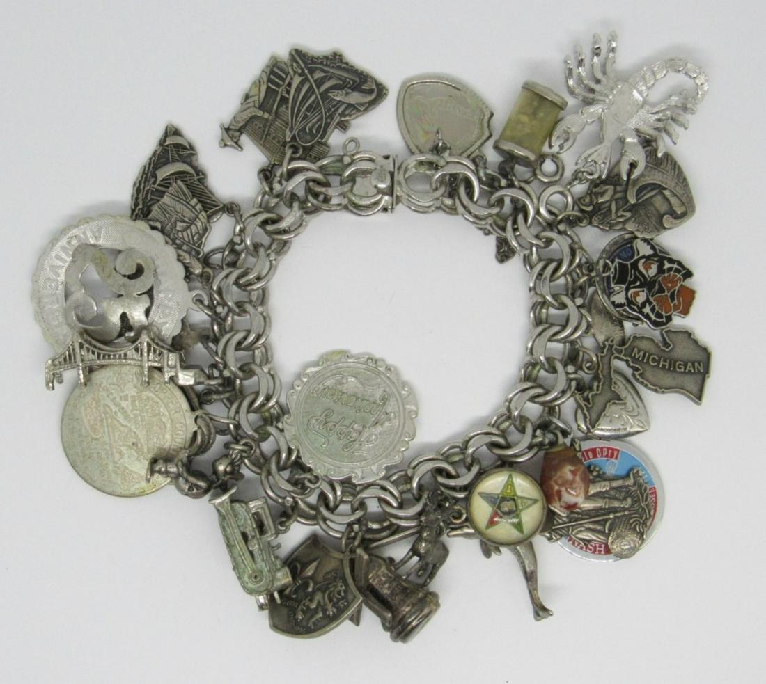 STERLING CHARM BRACELET MULTI CHARMS (1 of 6)