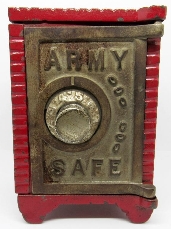 Vintage ARMY SAFE Cast Iron & Metal Coin Bank (1 of 7)