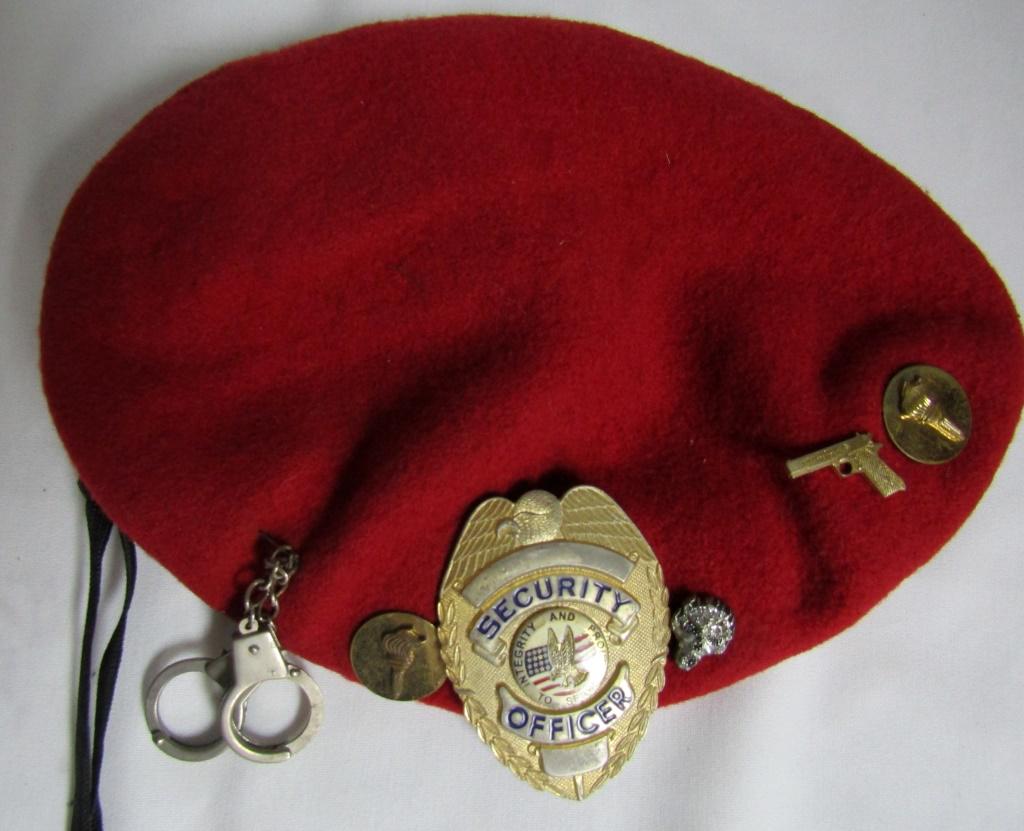 RED BERET w? SECURITY OFFICER BADGE (1 of 5)