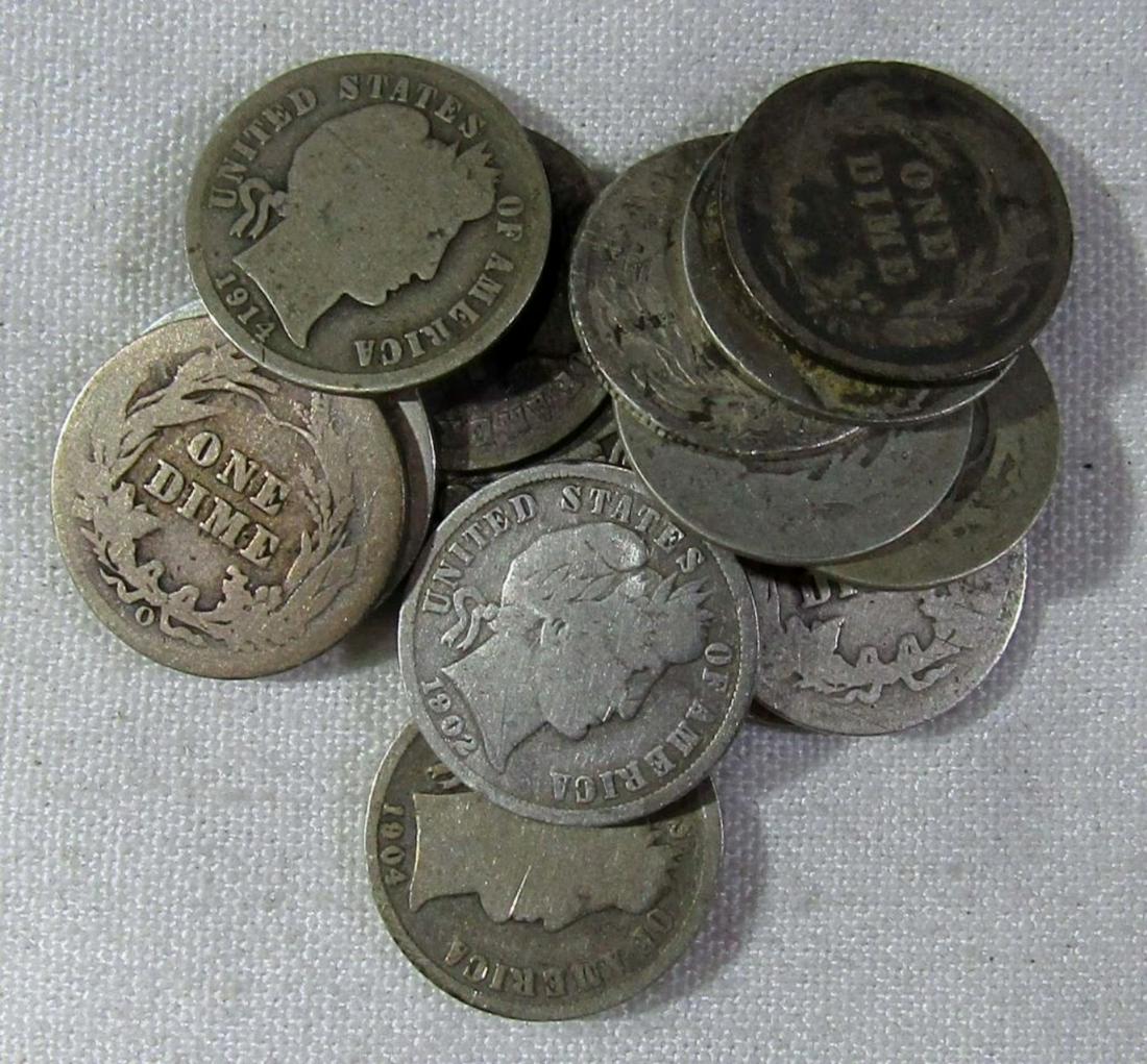 BARBER DIME LOT of 15 COINS (1 of 2)