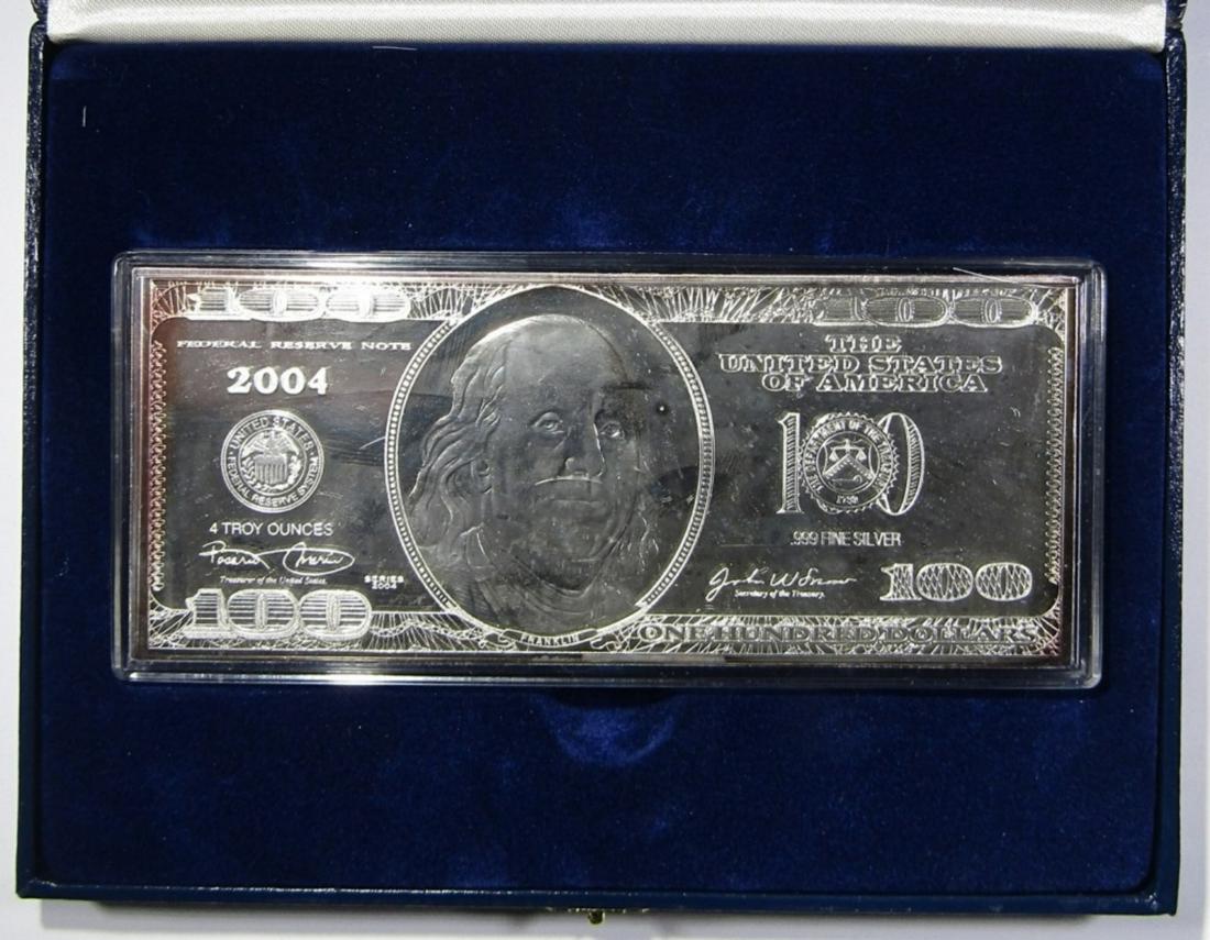 2004 SILVER $100 BILL 4oz .999 SILVER (1 of 4)