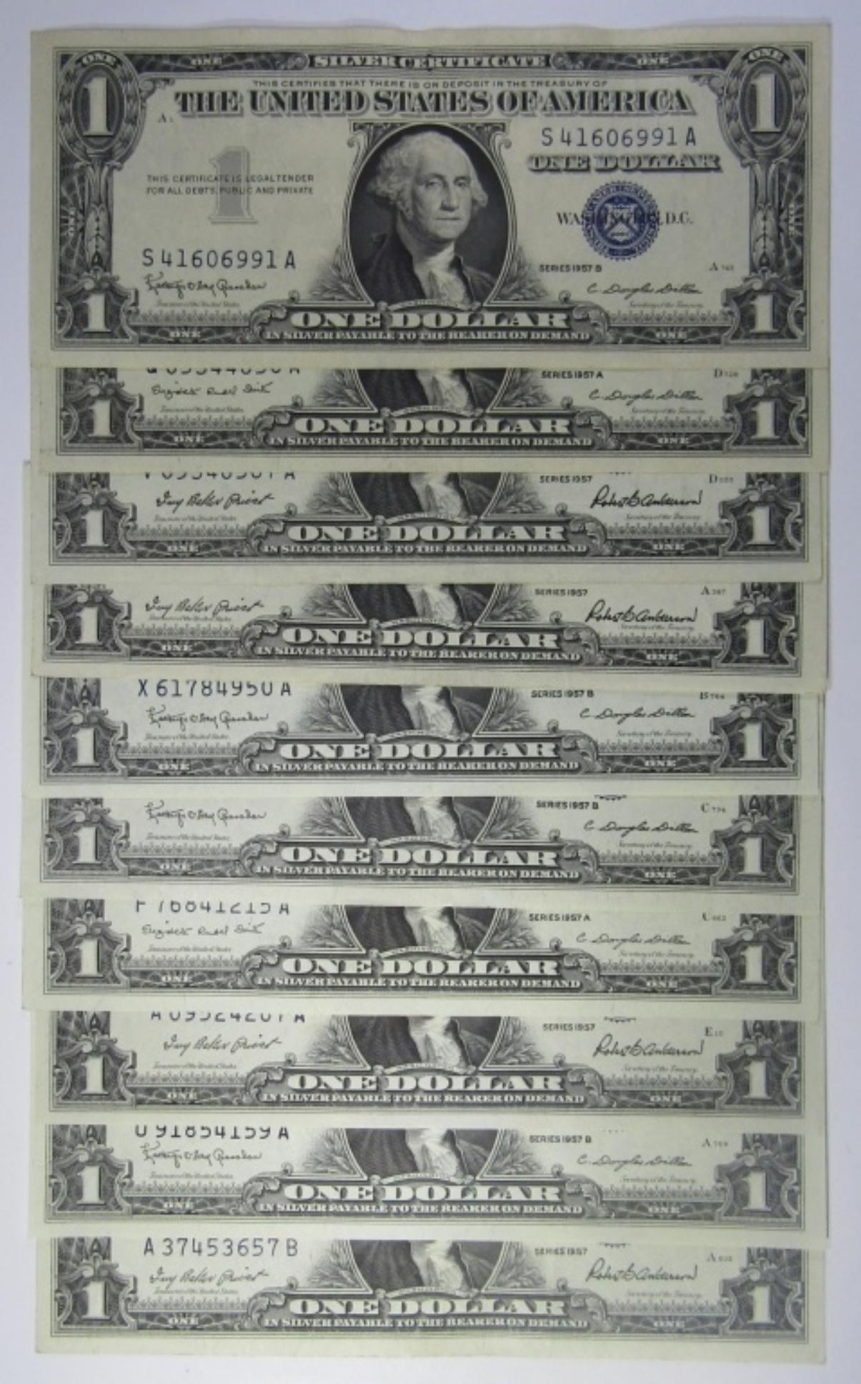 (10) 1957 SILVER CERTIFICATES (1 of 2)