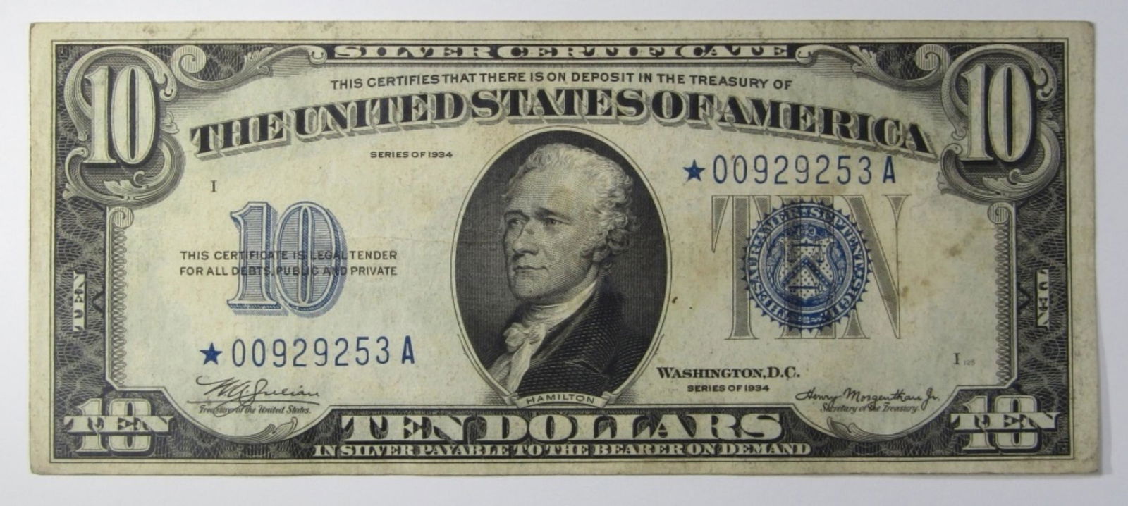 1934 $10 SILVER CERTIFICATE STAR NOTE (1 of 2)