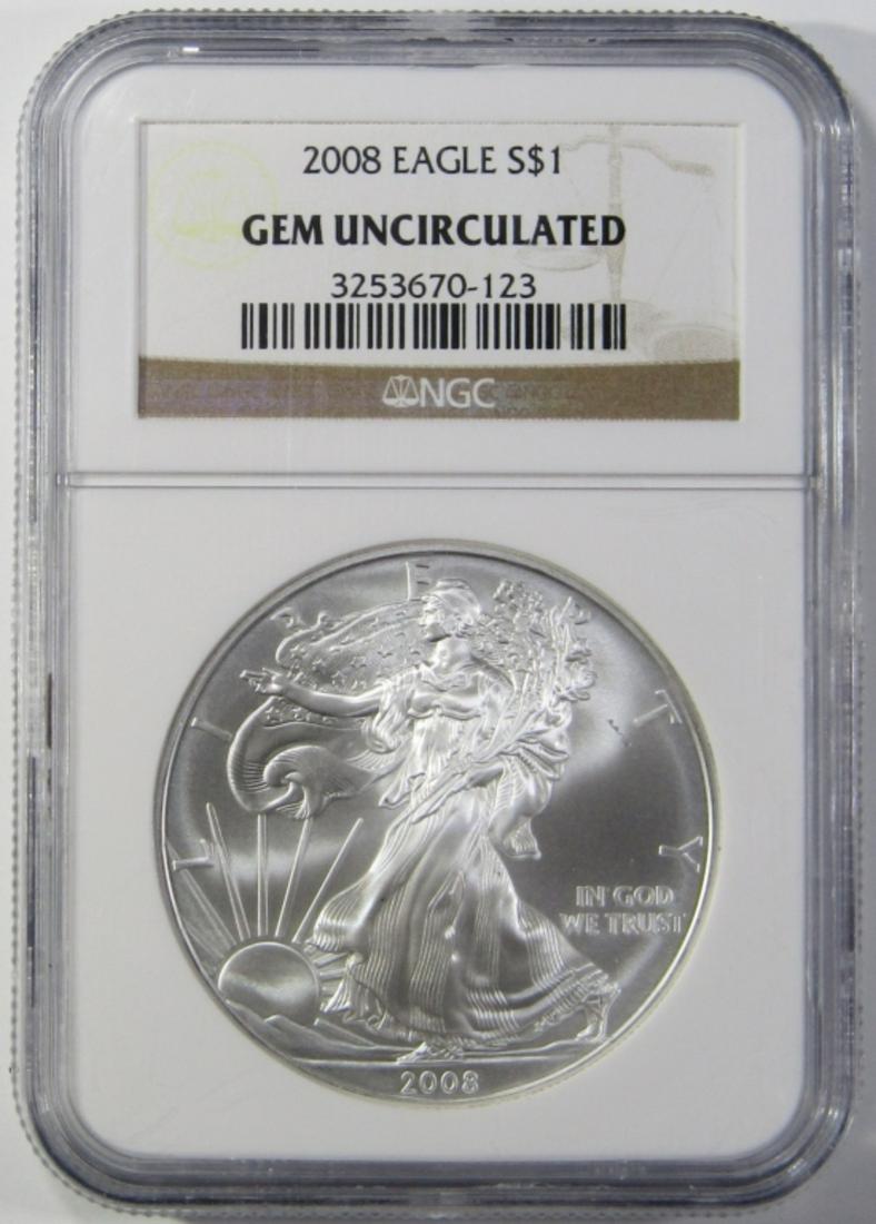 2008 AMERICAN SILVER EAGLE NGC GEM UNC (1 of 4)