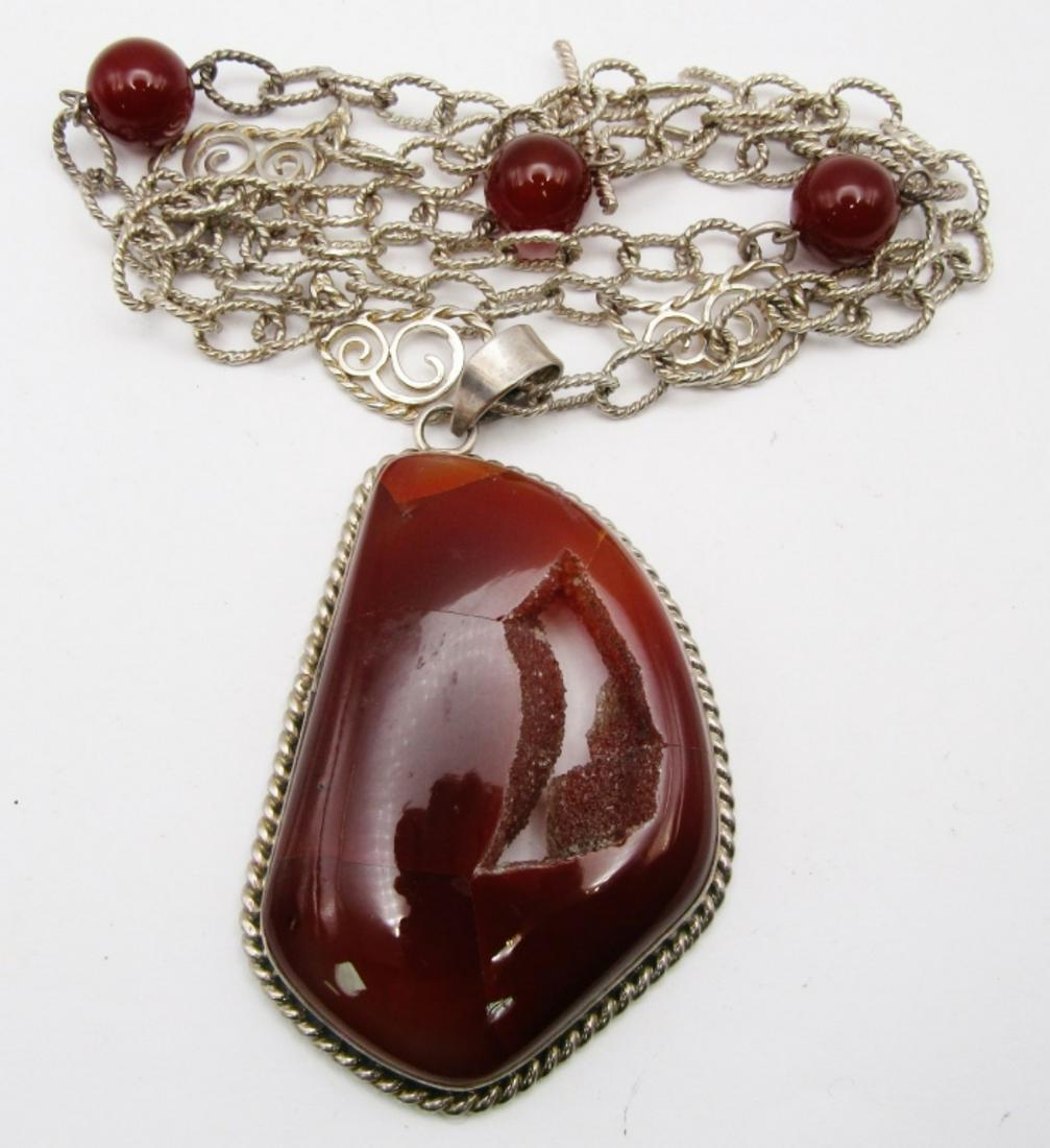 STERLING RED JASPER LINKED NECKLACE WITH LARGE (1 of 7)