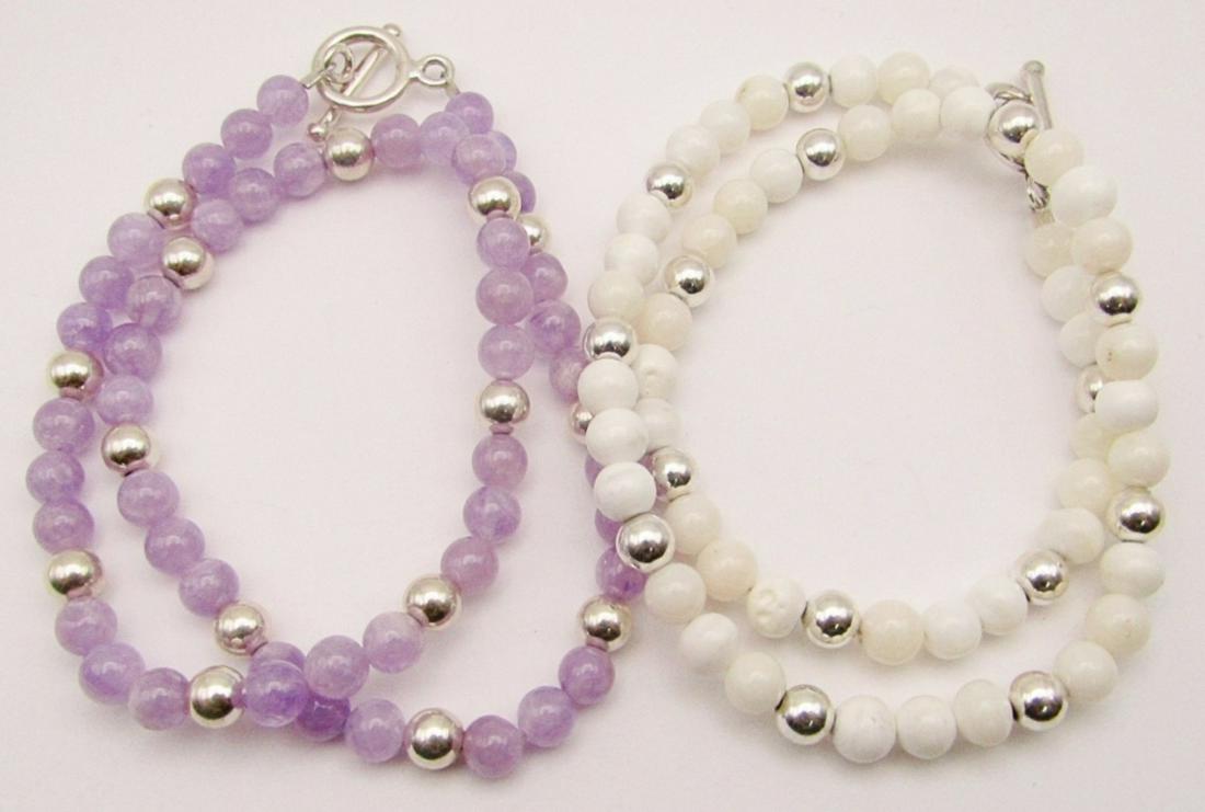 2-STERLING BEADED NECKLACES WITH TOGGLE CLASP (1 of 4)