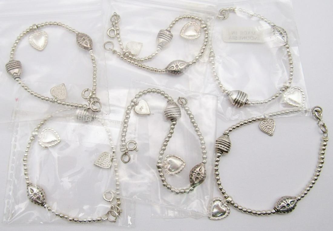 (6) 5" STERLING BABY BRACELET - NEW STOCK: 18 dwt TOTAL WEIGHT