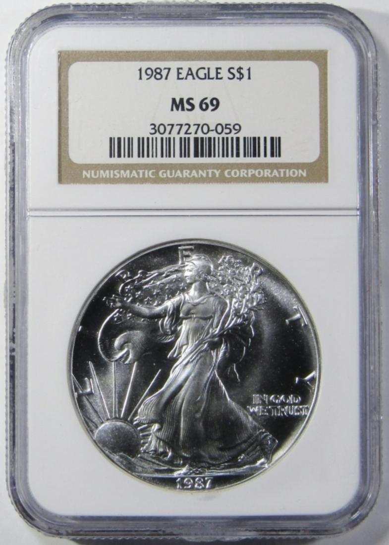 1987 AMERICAN SILVER EAGLE NGC MS-69 (1 of 4)