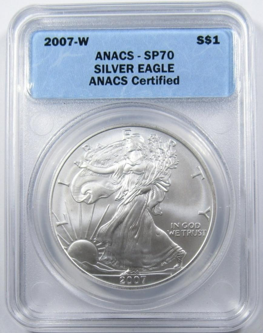2007-W AMERICAN SILVER EAGLE ANACS SP-70 (1 of 4)