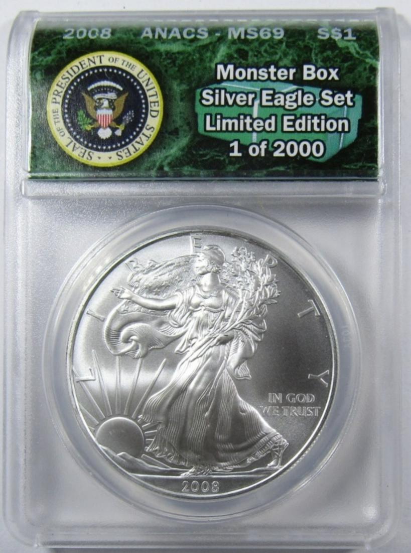 2008 AMERICAN SILVER EAGLE ANACS MS-69 (1 of 4)