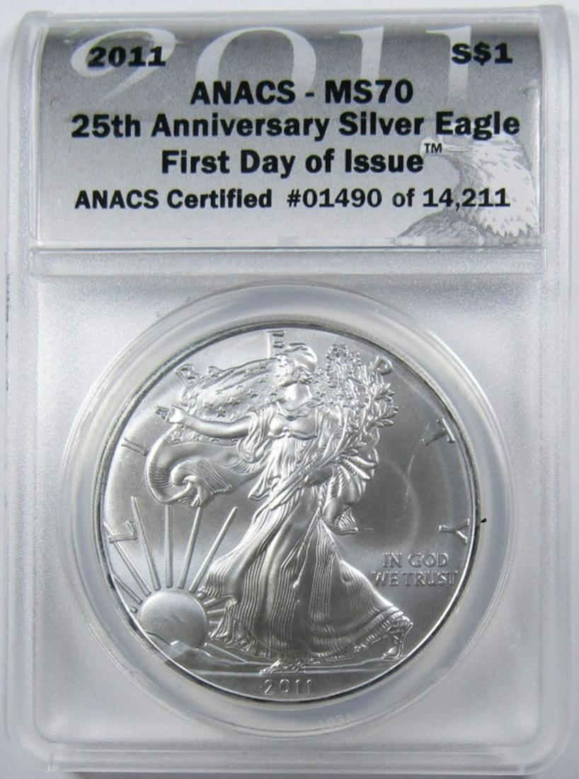 2011 AMERICAN SILVER EAGLE ANACS MS-70 (1 of 4)