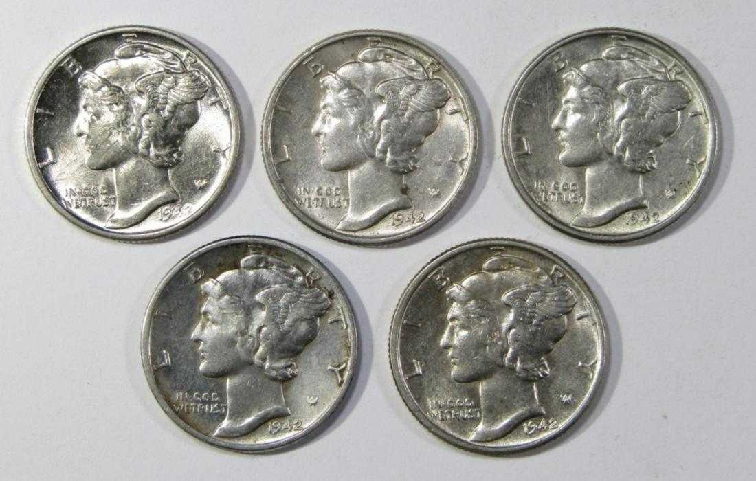 (5) 1942 MERCURY DIMES AU/BU (1 of 2)