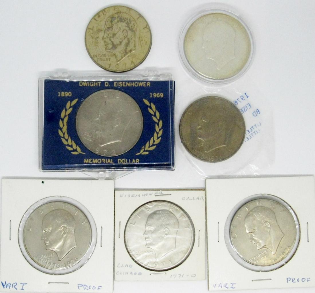 (6) IKE DOLLARS CLAD (1) SILVER IKE DOLLAR (1 of 2)