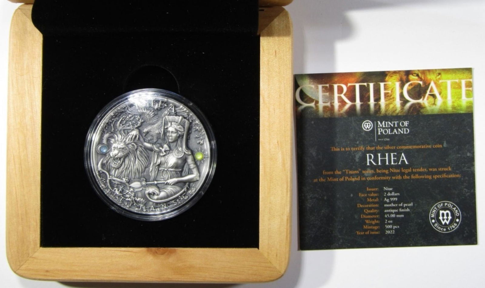 2022 $2 NIUE 2oz .999 SILVER RHEA COIN (1 of 4)