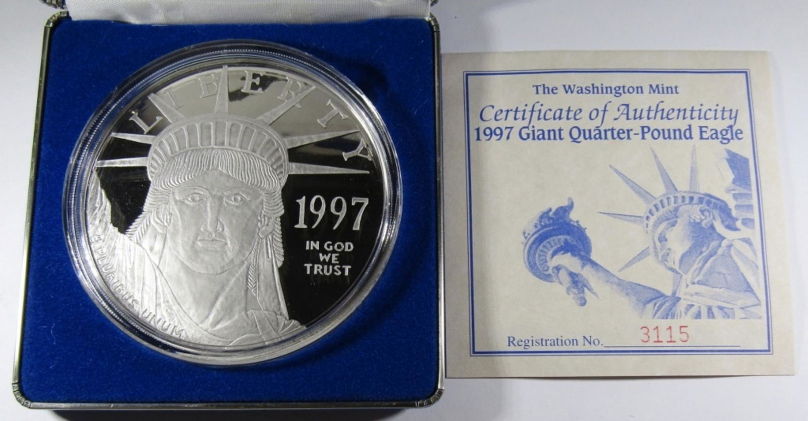 GIANT QUARTER POUND "PLATINUM EAGLE" (1 of 3)