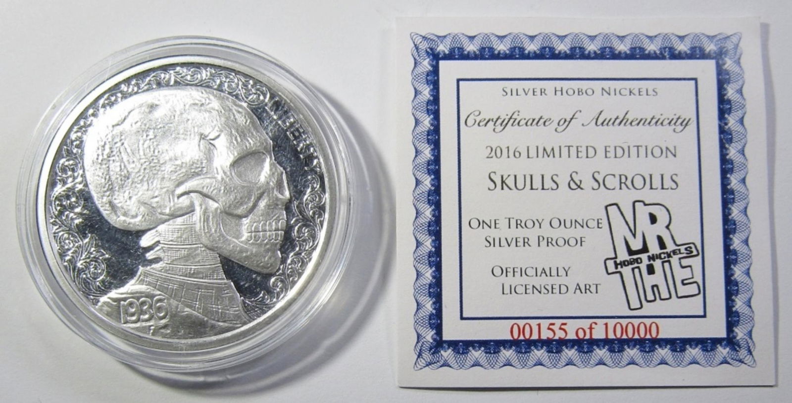 2016 SKULLS & SCROLLS 1oz SILVER ROUND (1 of 3)
