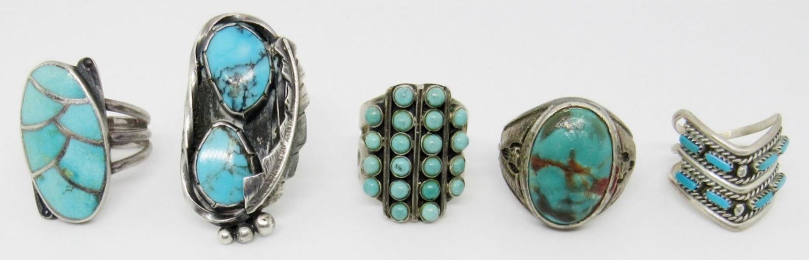 (5)Turquoise Sterling Rings Mix lot (1 of 8)