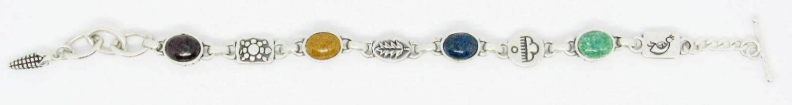 ZUNI STERLING BRACELET w/NATURAL STONES (1 of 2)
