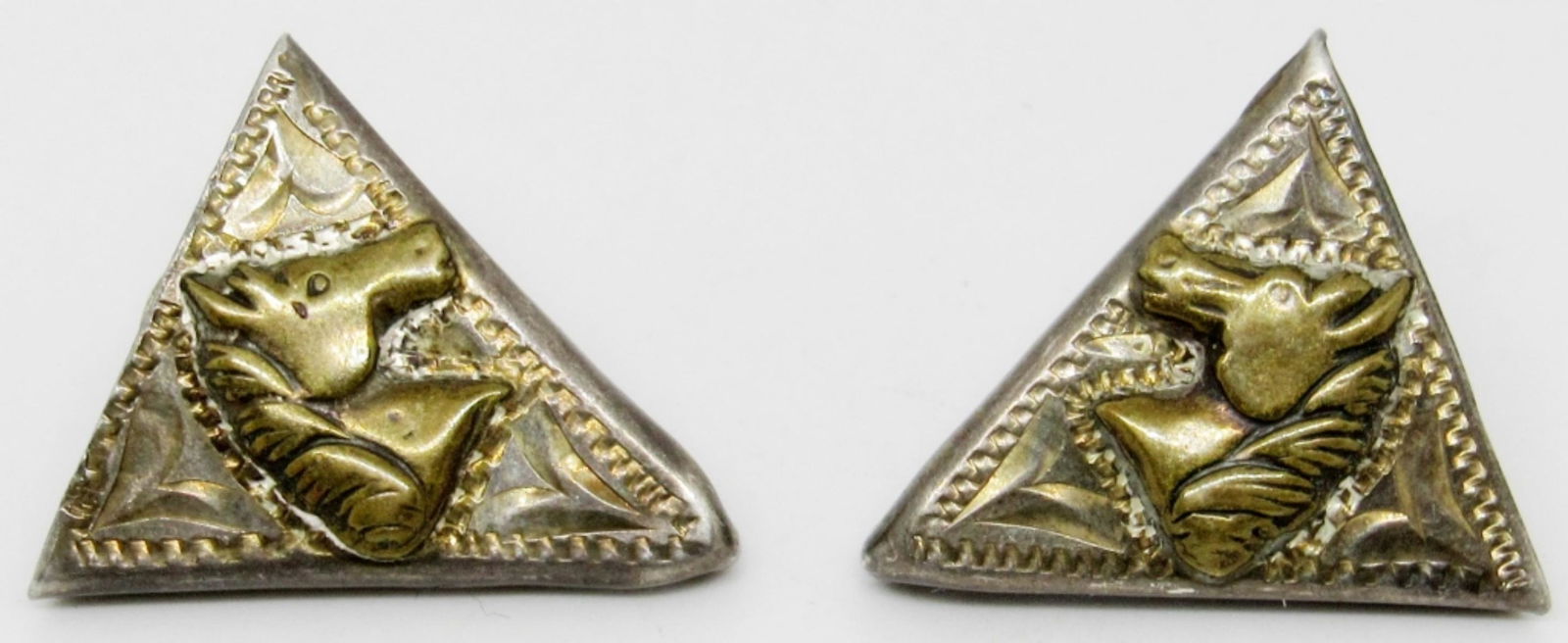 STERLING HORSE COLLAR TIPS HAND ENGRAVED (1 of 3)