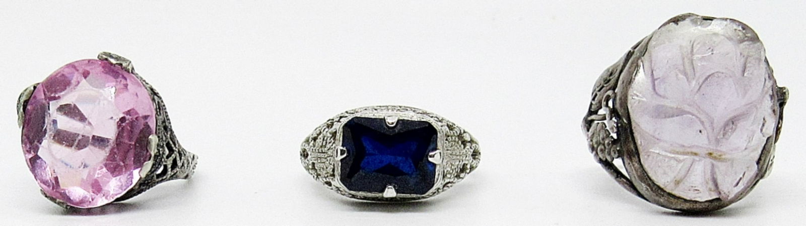 (3) ANTIQUE LADIES STERLING RINGS - COOL LOT (1 of 5)