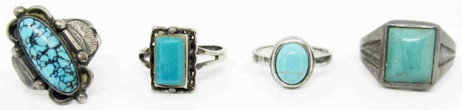 (4) TURQUIOSE STERLING LADIES RINGS (1 of 5)