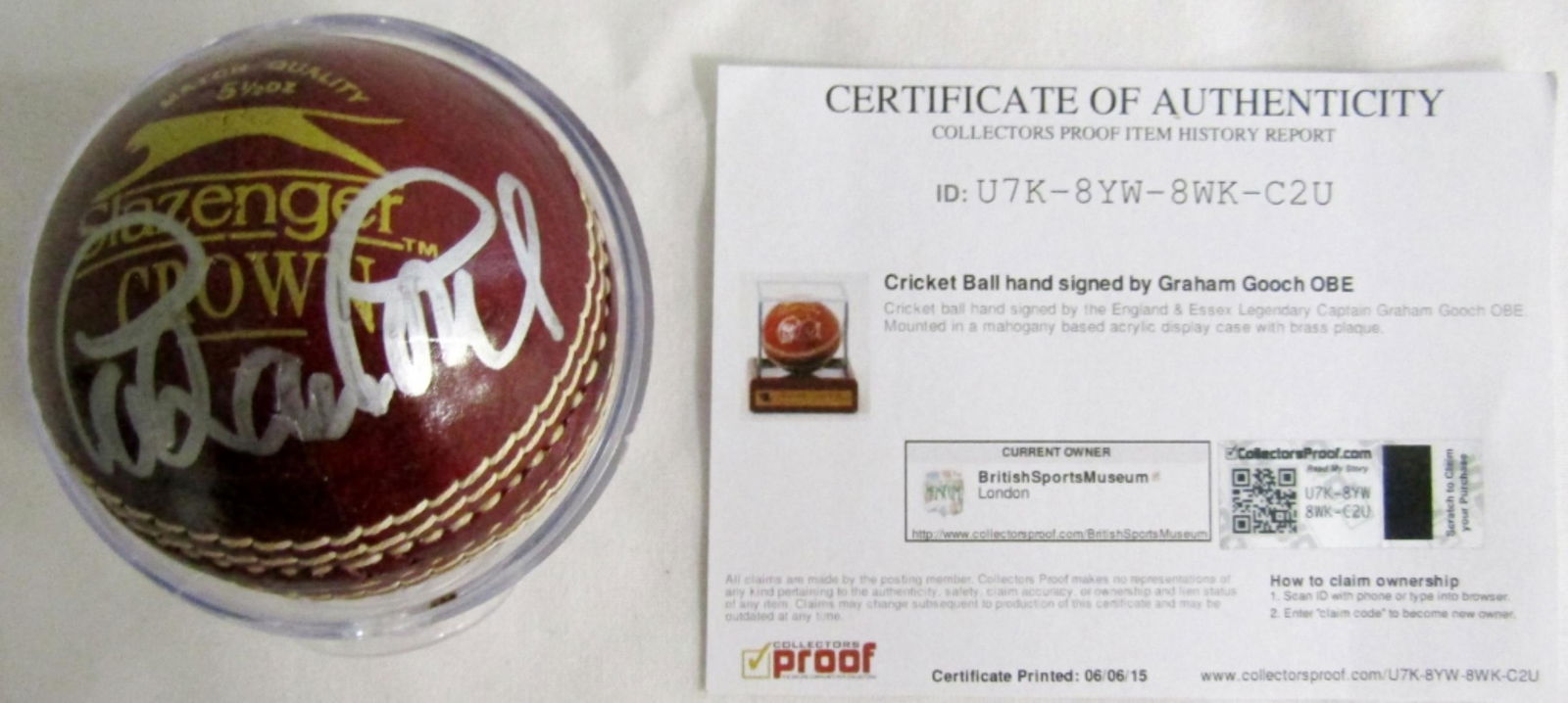CRICKET BALL SIGNED by GRAHM GOOCH (1 of 2)