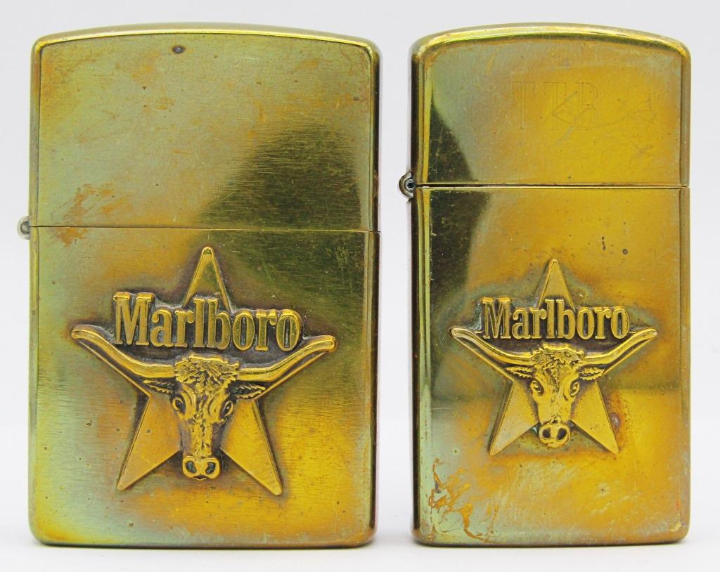 1991 & 1992 Brass Zippo Lighters Marlboro Longhorn (1 of 5)