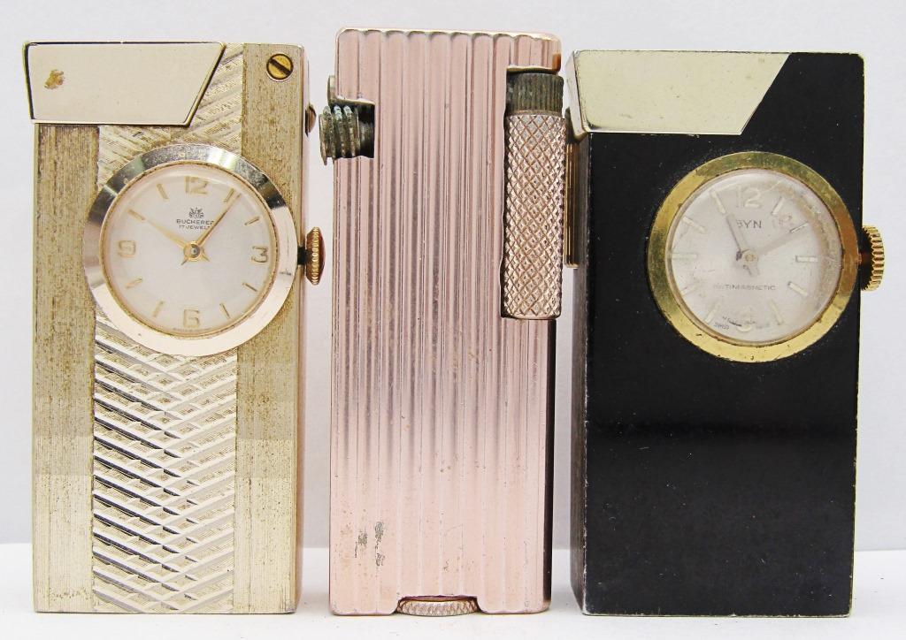 (3) Vintage Lighters, 2 With Time Pieces! (1 of 5)