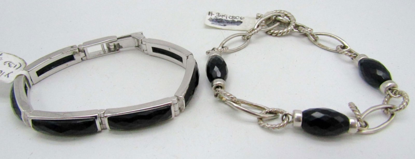 (2) BLACK GEMSTONE & STERLING BRACELETS (1 of 6)