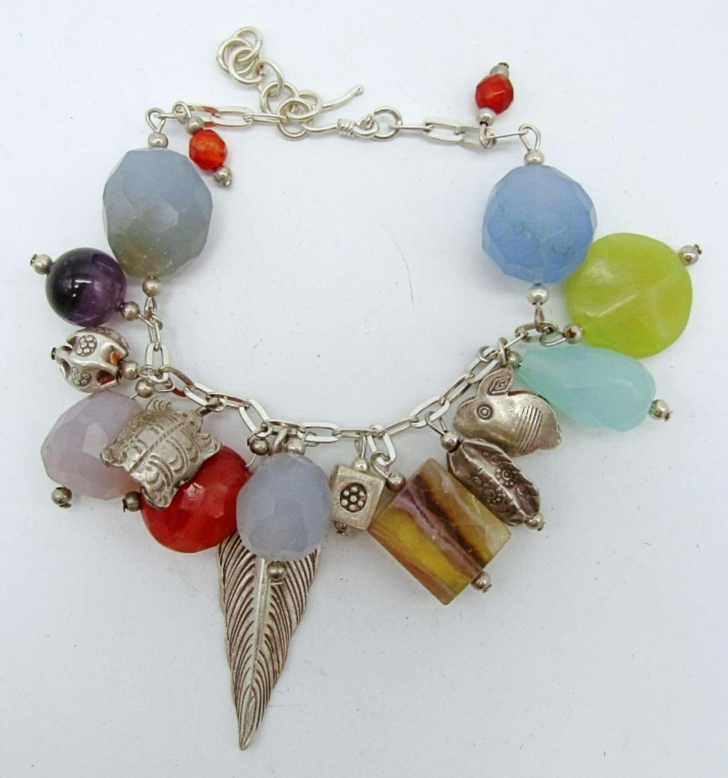 CHUNKY STERLING CHARM & STONE BRACELET (1 of 2)