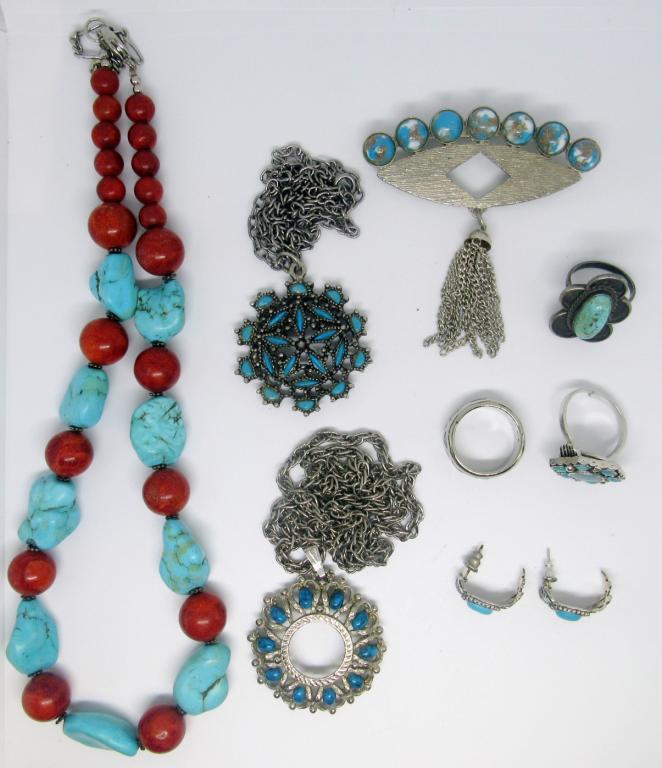 SOUTHWEST STYLE JEWERLY LOT- 1 PAIR EARRINGS, (1 of 2)