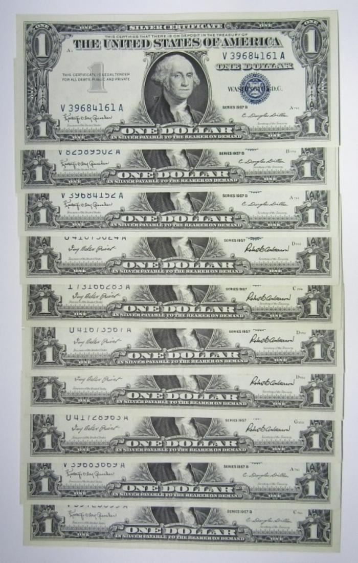 (10) 1957 $1 SILVER CERTIFICATES (1 of 2)