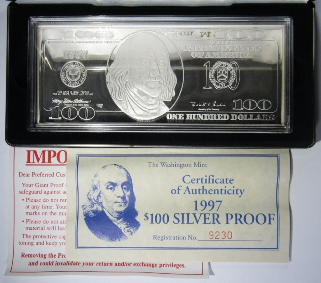 1997 SILVER $100 BILL 4oz .999 SILVER (1 of 3)