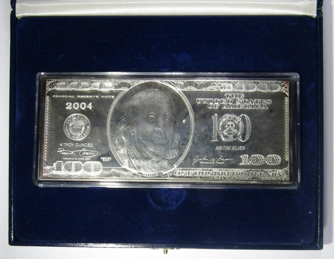 2004 SILVER $100 BILL 4oz .999 SILVER (1 of 4)