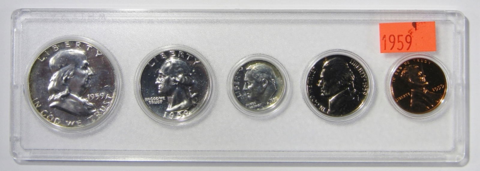 1959 PROOF YEAR SET IN PLASTIC HOLDER (1 of 2)