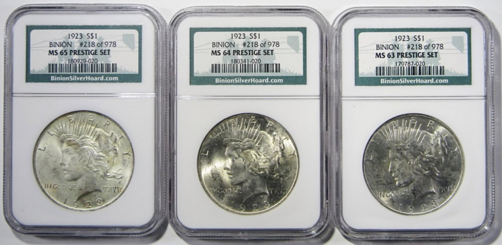 1923 BINION PEACE DOLLAR PRESTIGE SET (1 of 4)