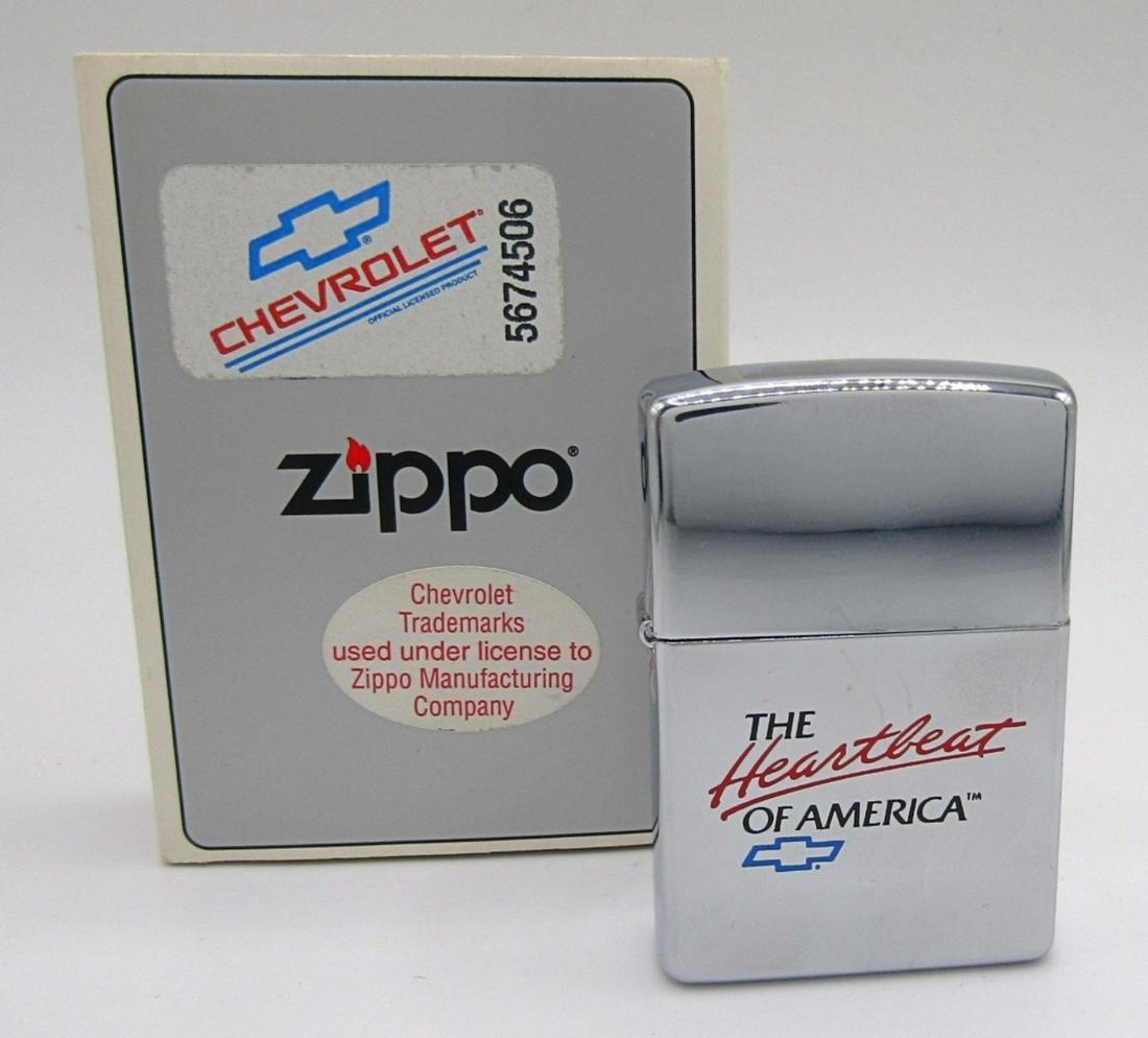 1998 Unfired Chevy Heartbeat of America Zippo!: In Original Box, High Polish Zippo Lighter!