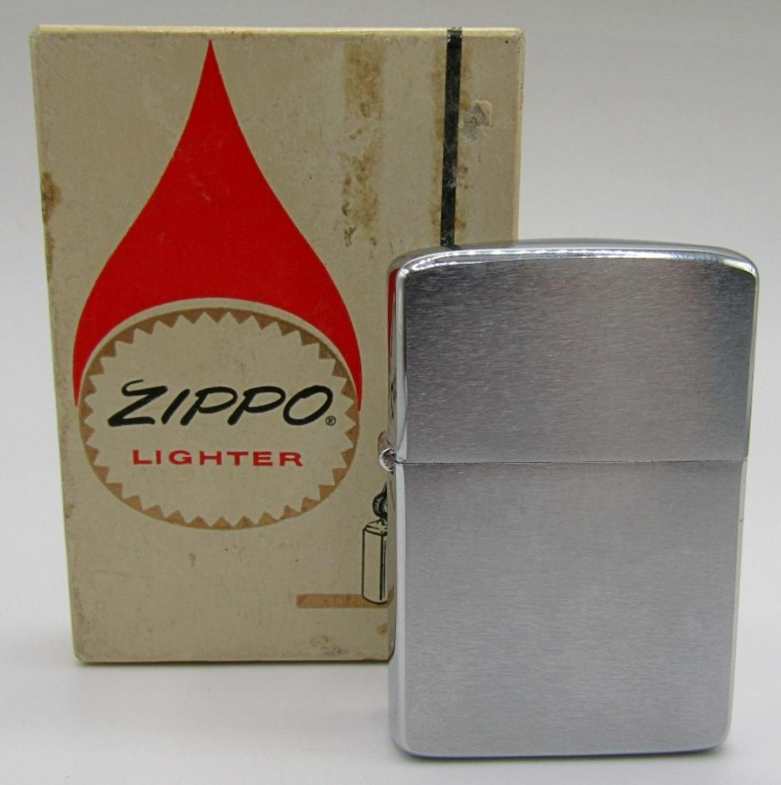 1964 Brushed Chrome Zippo Lighter NEW in BOX (1 of 5)