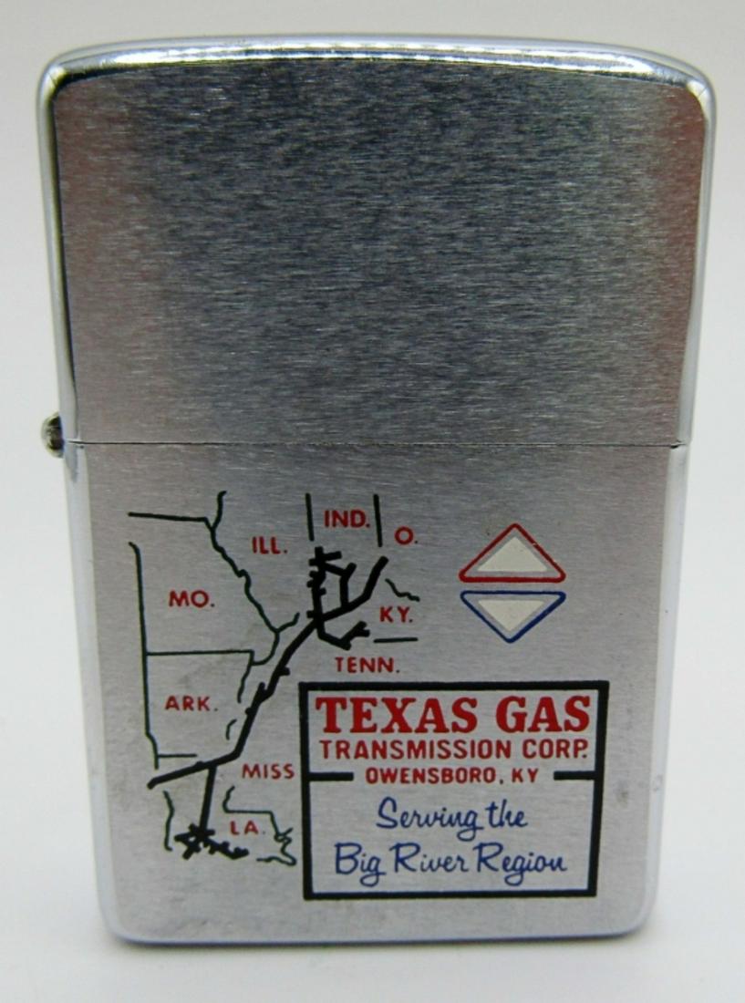 1971 Advertising Zippo Lighter Texas Gas: Transmission Corp Owensboro, KY. Serving The Bid River Region! Lightly Fired!