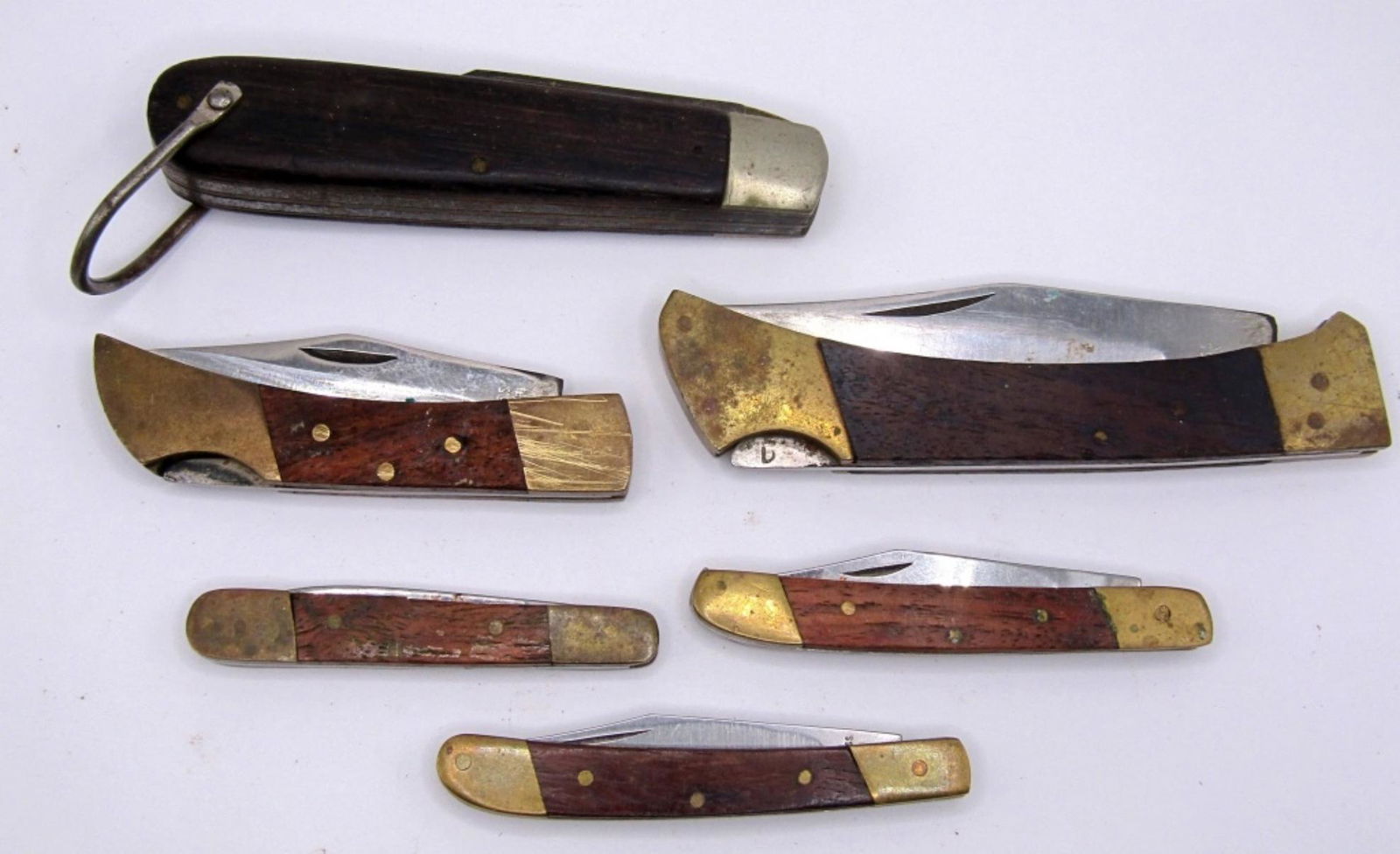 (6) WOOD HANDLE VTG POCKET KNIVES (1 of 3)