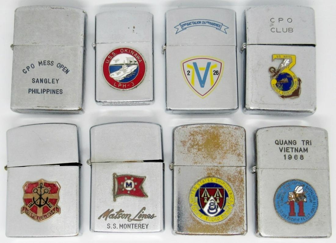 LOT OF 8 VINTAGE LIGHTERS, MILITARY LOGOS (1 of 5)