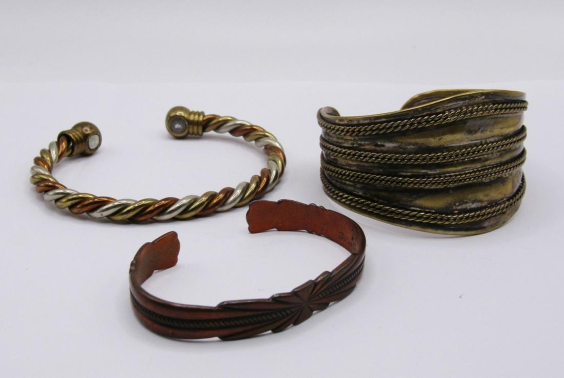 LOT OF 3 CUFF STYLE BRACELETS, GOLD, COPPER, TRI-T (1 of 9)